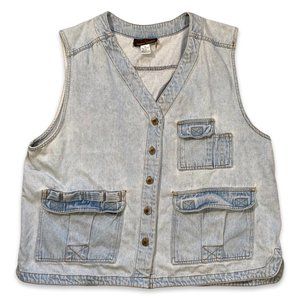 Vintage Light-wash Denim Fishing/Utility Vest